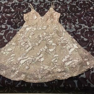 Spaghetti strap Deep V Sequin Dress